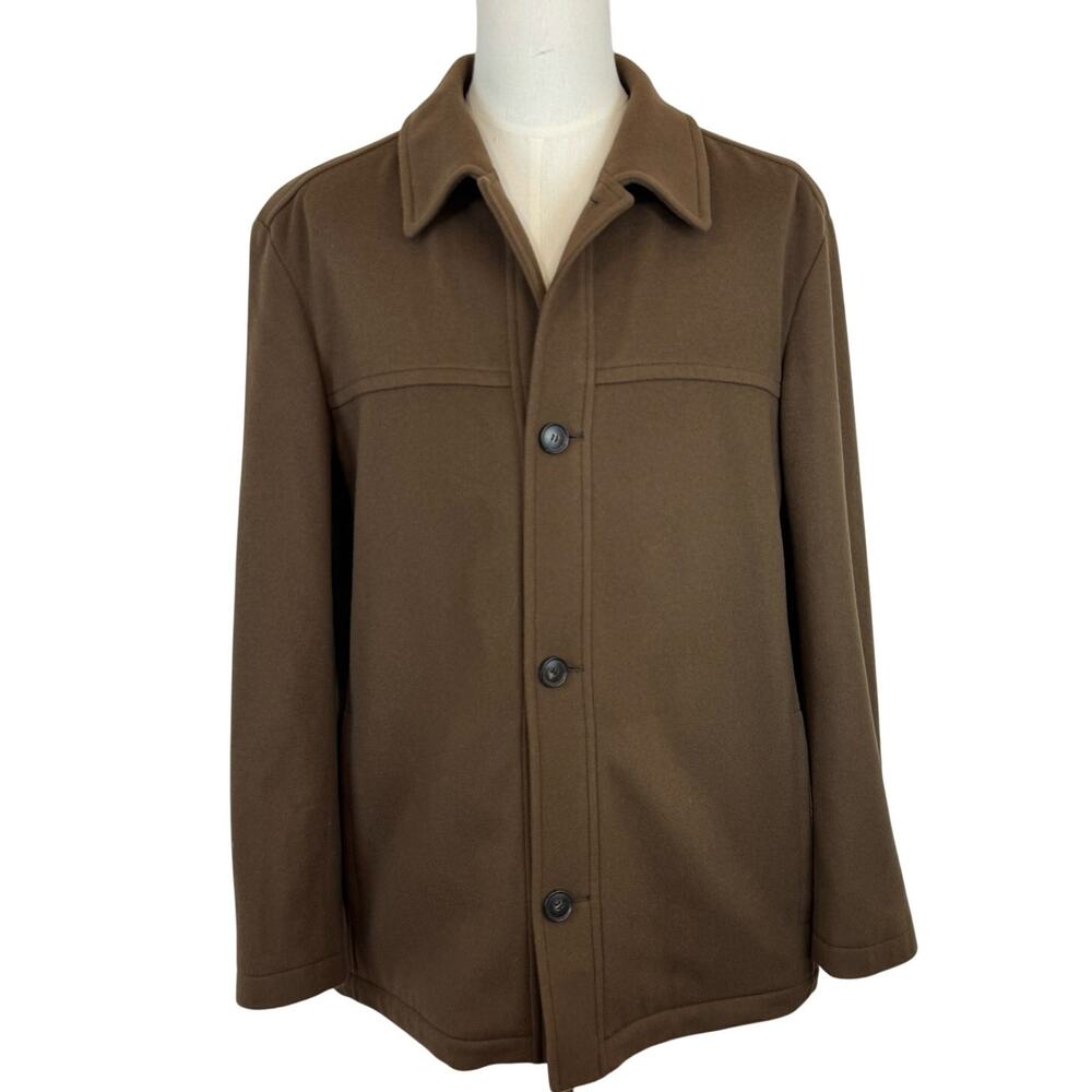 Hugo Boss Wool Cashmere Blend Men's Jacket Overcoat Peacoat Dark Olive US 42R
